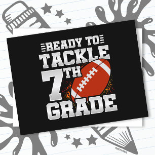 Football First Day 7th Grade Back To School Postcard