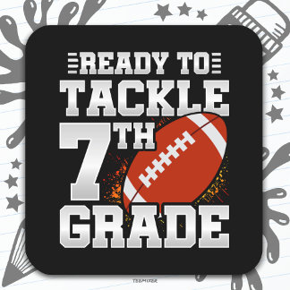 Football First Day 7th Grade Back To School Square Sticker