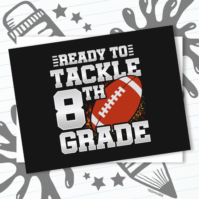Football First Day 8th Grade Back To School Postcard (Creator Uploaded)