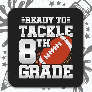 Football First Day 8th Grade Back To School Square Sticker