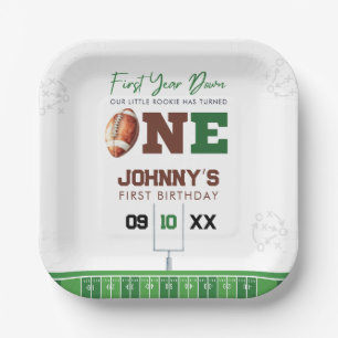 Football First Touch Down 1st Birthday Paper Plate