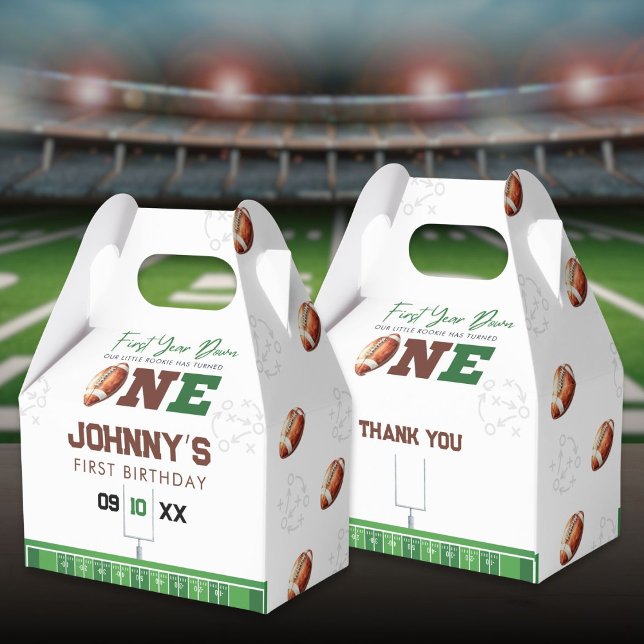 Football First Year Down 1st Birthday Favor Box (Football First Year Down 1st Birthday Favor Boxes)