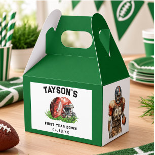 Football First Year Down 1st Birthday Favor Box