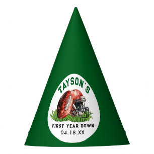Football First Year Down 1st Birthday Party Hat