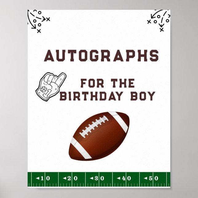 Football First Year Down 1st birthday Photograph Poster (Front)