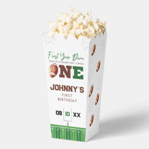 Football First Year Down 1st Birthday Popcorn Favor Box