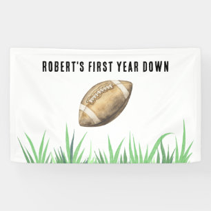 Football First Year Down Birthday Party Banner