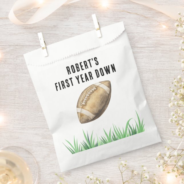 Football First Year Down Birthday Party Favour Bag (Clipped)