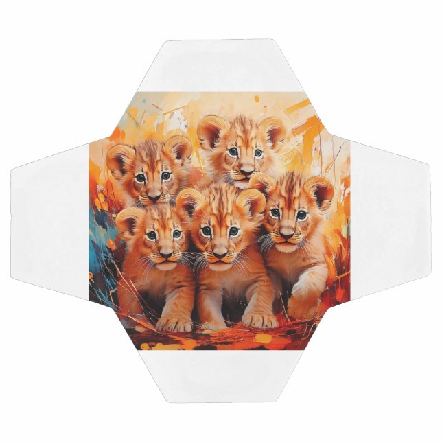 Football - Five Lion Cubs Artwork Soccer Ball (Flat)