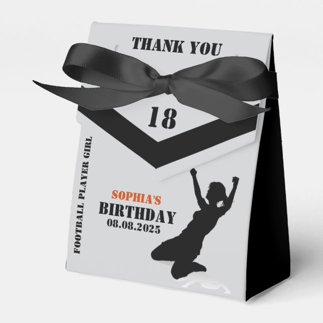 Football, Football Player Girl Birthday Favor Box (Front Side)