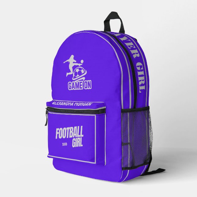 Football, Football Player Girl, Team, Gift  Duffle Printed Backpack (Back Corner Right)