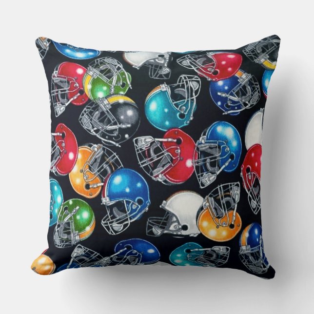 Football Frenzy Football Helmet Pattern Throw Pillow (Front)