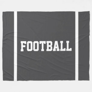 FOOTBALL Fun Dark Gray White Text End Zone Stripes Fleece Blanket