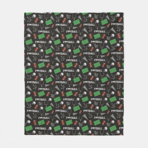 Football Fun on Black Fleece Blanket