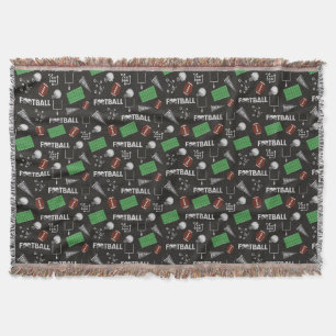 Football Fun on Black Throw Blanket
