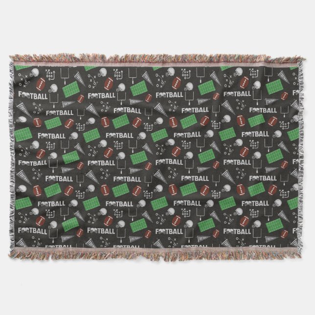 Football Fun on Black Throw Blanket (Front)