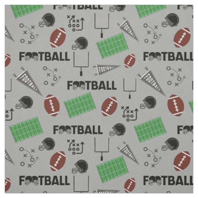 Football Fun on Light Grey Fabric (Swatch)