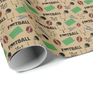 Football Fun on Tan Wrapping Paper