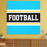 FOOTBALL Fun Sky Blue Black White Yellow Stripes