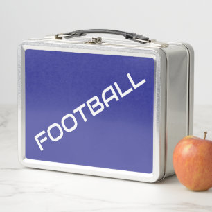 FOOTBALL Fun White Text Navy Blue Background Metal Lunch Box