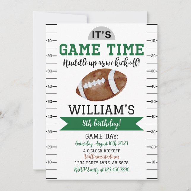 Football Game Birthday Invitation White (Front)