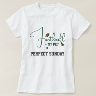 Football Game Day Cat Mom Script Green Grey White  T-Shirt