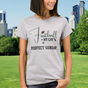Football Game Day Cat Mom Script Green Light Steel T-Shirt