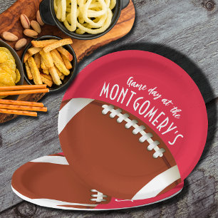 Football Game Day Red Paper Plate