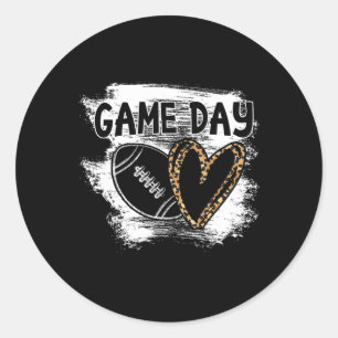 Football Game Day Womens Leopard Cheetah Game Day Classic Round Sticker