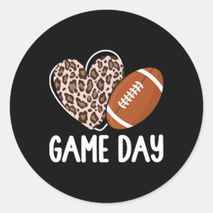 Football Game Day Womens Leopard Cheetah Game Day  Classic Round Sticker
