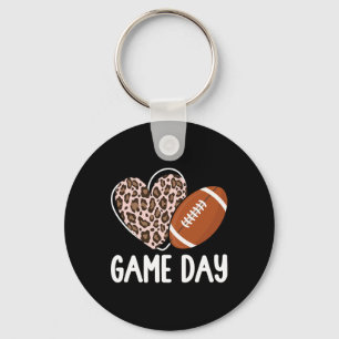 Football Game Day Womens Leopard Cheetah Game Day Keychain