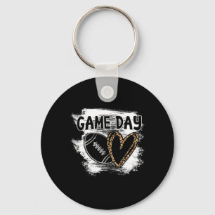 Football Game Day Womens Leopard Cheetah Game Day  Keychain
