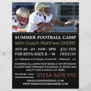 Football Game, Football Camp Advertising Flyer