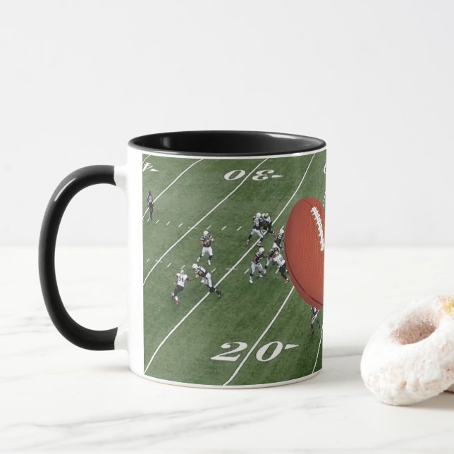 Football Game in Progress Football personalize  Mug (With Donut)
