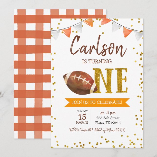 Football Game Time Birthday Invitation (Front/Back)