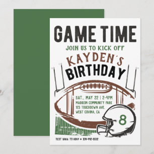 Football Game Time Birthday Invitation