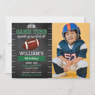 Football Game Time Birthday Photo Invitation