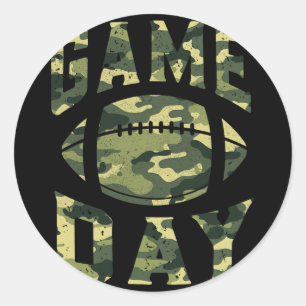 Football Gameday Game Day Camo Flag Patriotic Usa  Classic Round Sticker
