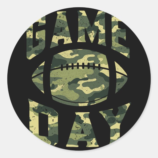 Football Gameday Game Day Camo Flag Patriotic Usa  Classic Round Sticker (Front)