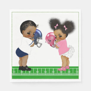 Football Gender Reveal Baby Shower Paper Napkin