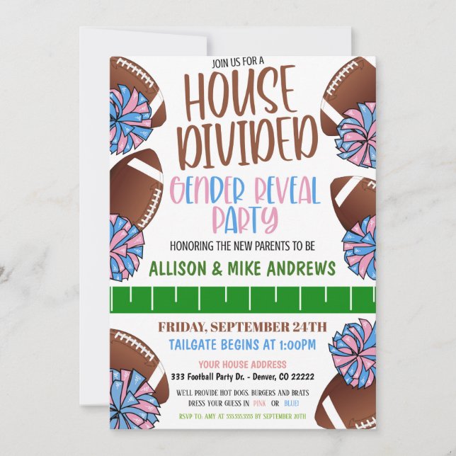 Football Gender Reveal Invitation (Front)