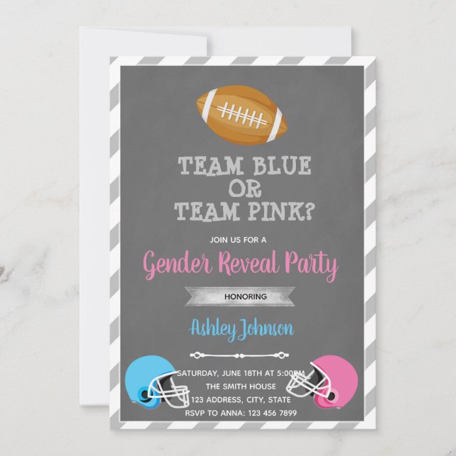 Football gender reveal party invitation (Front)