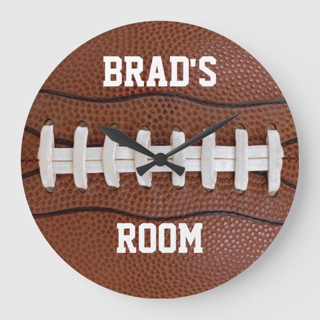Football Gift Idea Personalized Name Large Clock (Front)