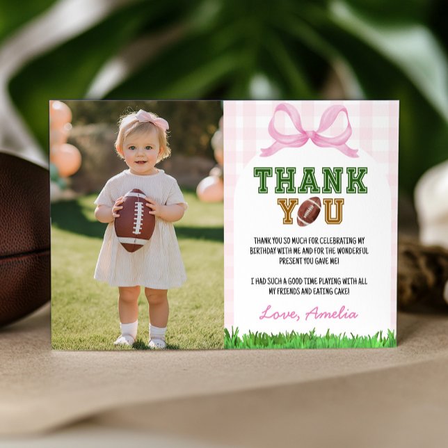 Football Girl Birthday Photo Carte de remerciement (Créateur téléchargé)
