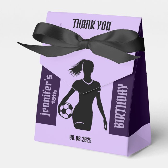 Football Girl Player, Football Girl Birthday Favor Box (Front Side)