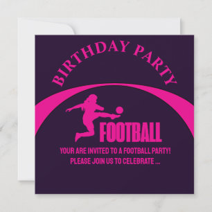 Football Girl Player, Team, Birthday Girl Gift Invitation