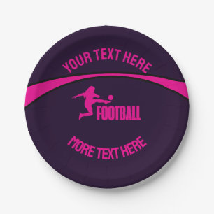 Football Girl Player, Team, Birthday Girl Gift     Paper Plate
