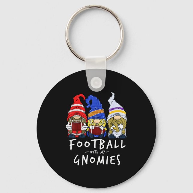 Football Gnomes Football With My Gnomies For Boys  Keychain (Front)