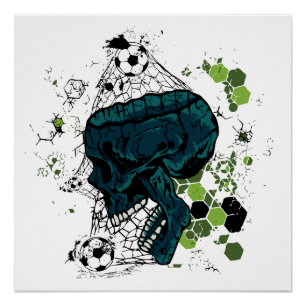 Football goal with skull poster