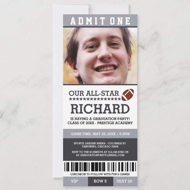 Football Graduation Party Invites (Front)